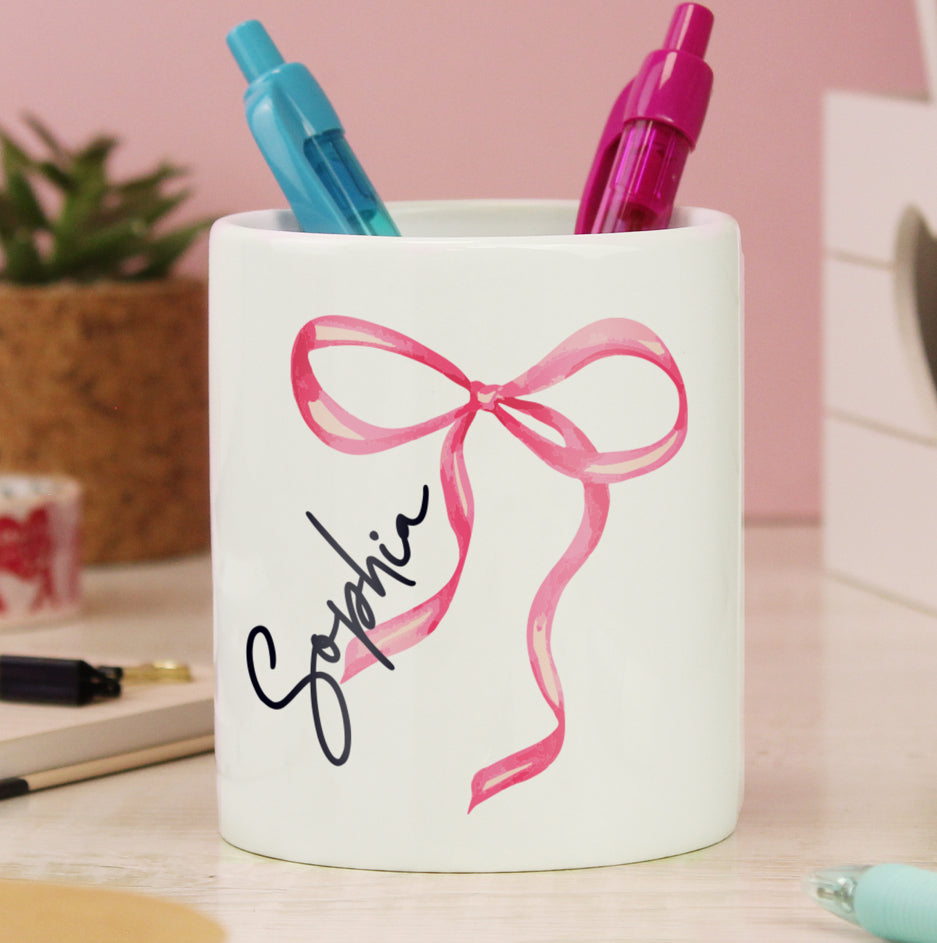 Personalised Bow Make Up Brush Holder