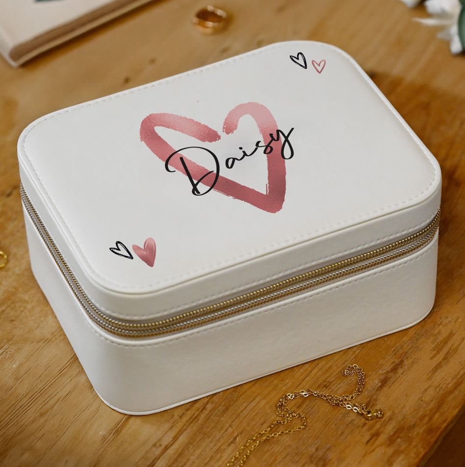 Personalised Heart Travel Jewellery Box