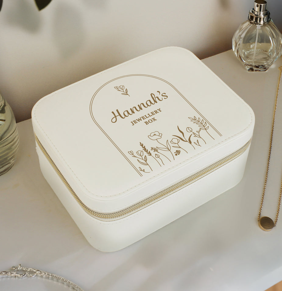 Personalised Floral Arch Travel Jewellery Box