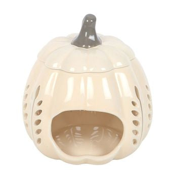 Cream Leaf Cut Out Pumpkin Oil Burner and Wax Warmer