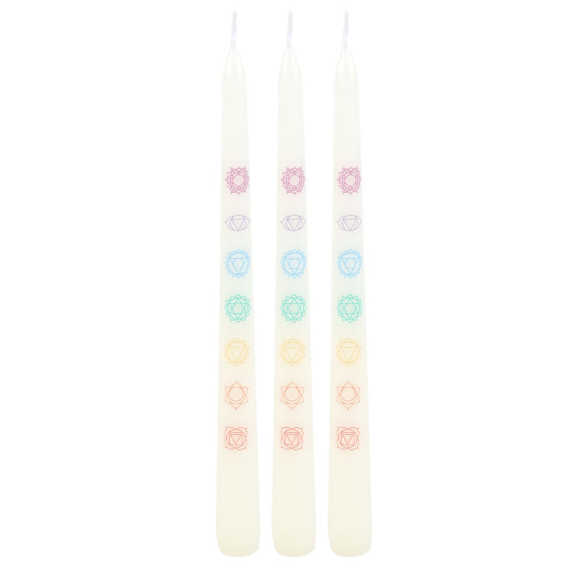Set of 3 Chakra Balancing Taper Dinner Candles