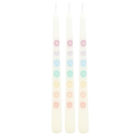 Set of 3 Chakra Balancing Taper Dinner Candles