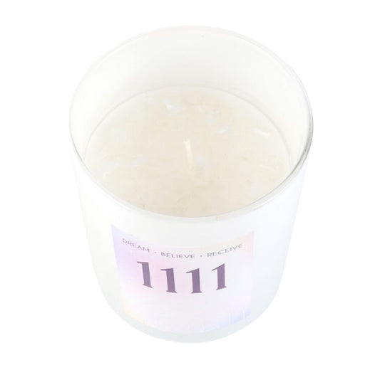 1111 Angel Number Crystal Chip Candle