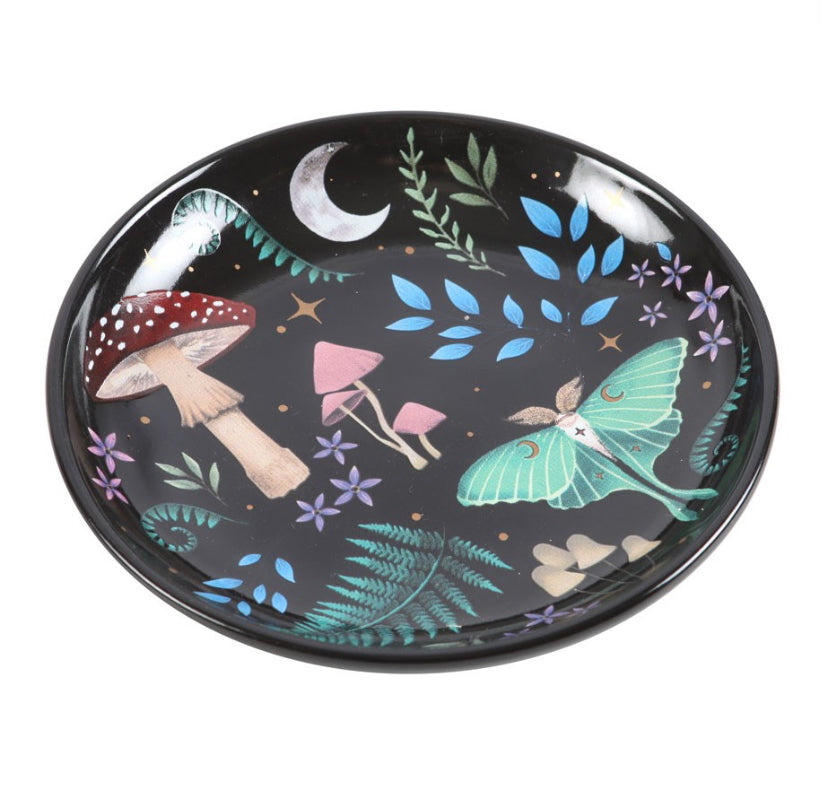 Round Dark Forest Print Trinket Dish