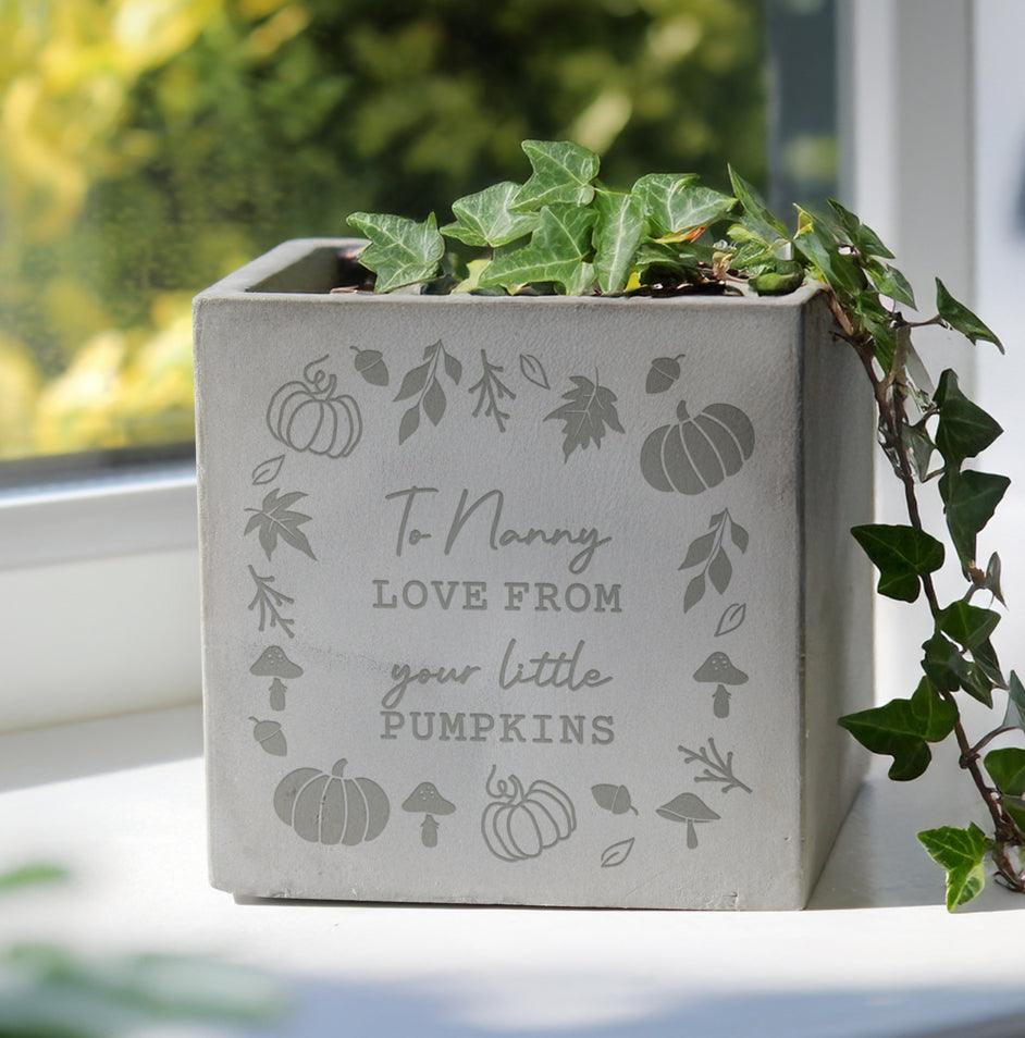 Personalised Pumpkin Concrete Plant Pot
