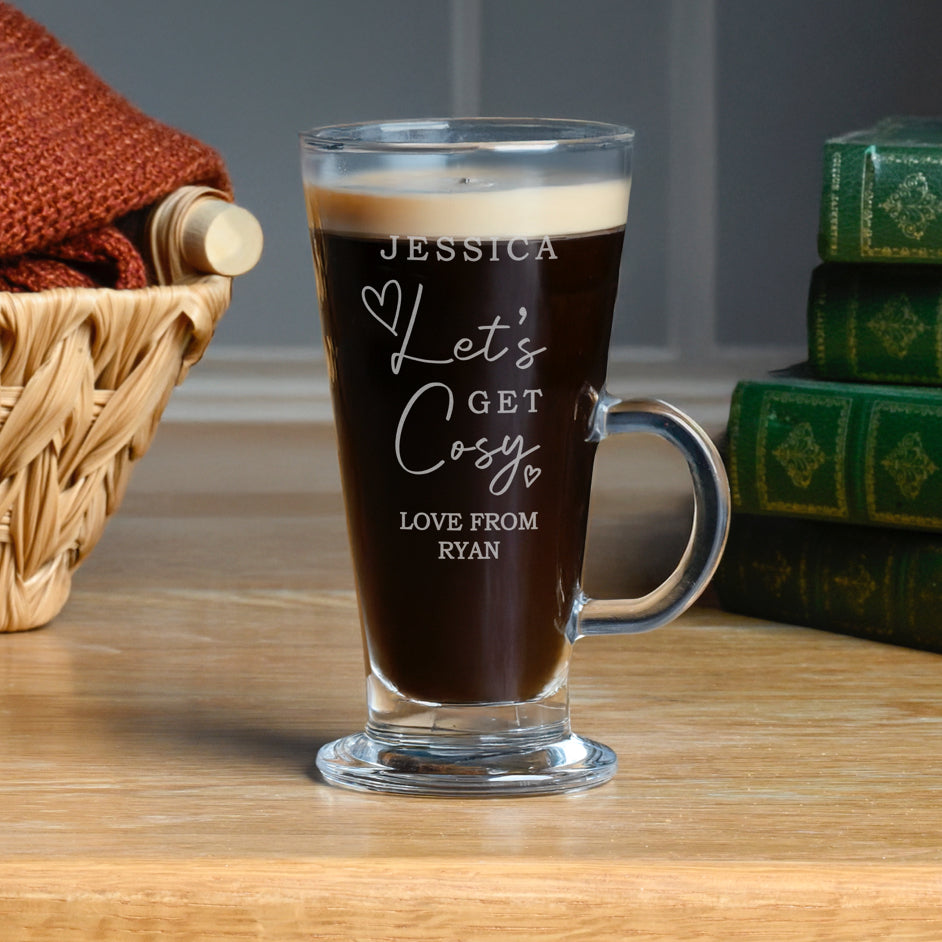 Personalised Get Cosy Latte Glass