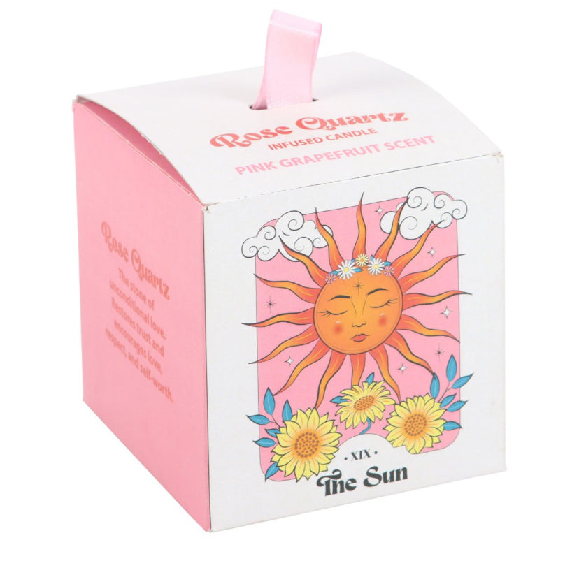 The Sun Rose Quartz Crystal Chip Candle
