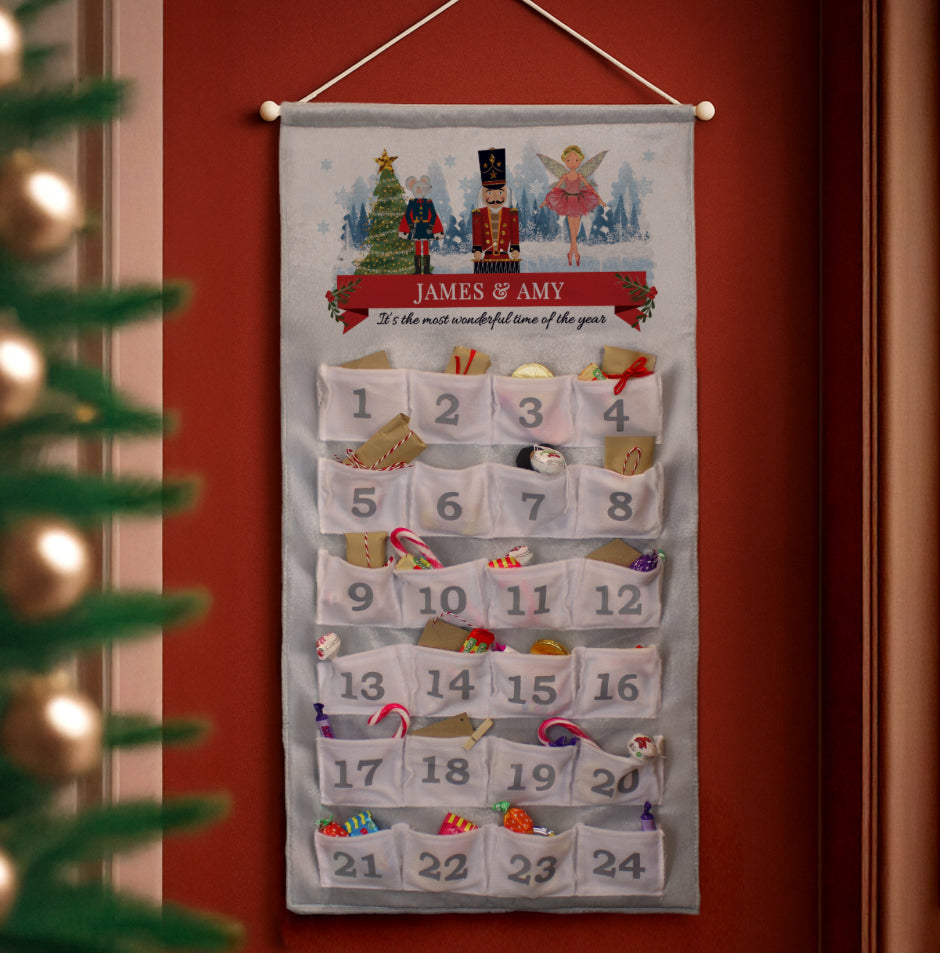 Personalised Nutcracker Advent Calendar In Silver Grey