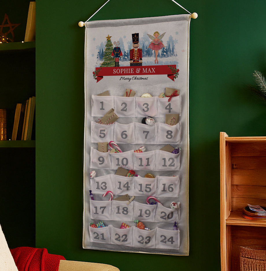 Personalised Nutcracker Advent Calendar In Silver Grey