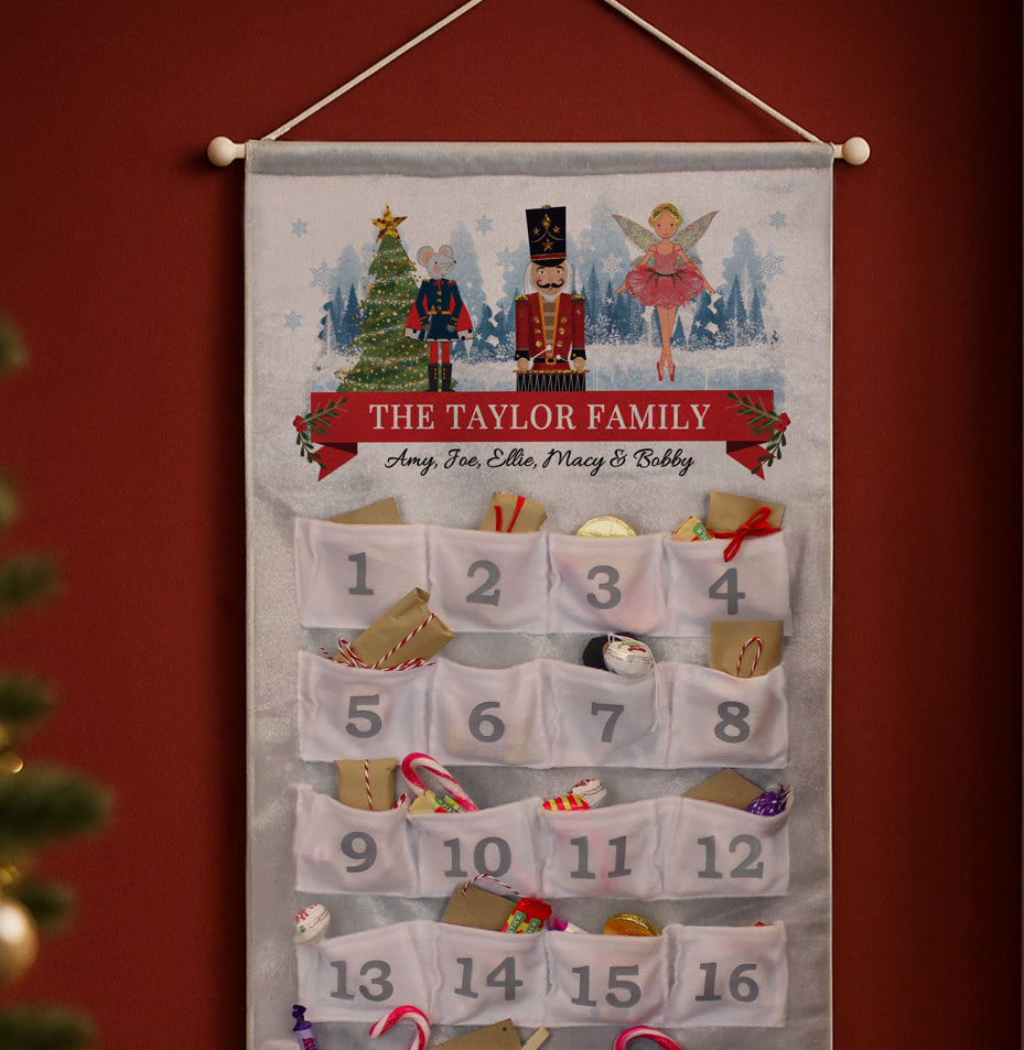 Personalised Nutcracker Advent Calendar In Silver Grey