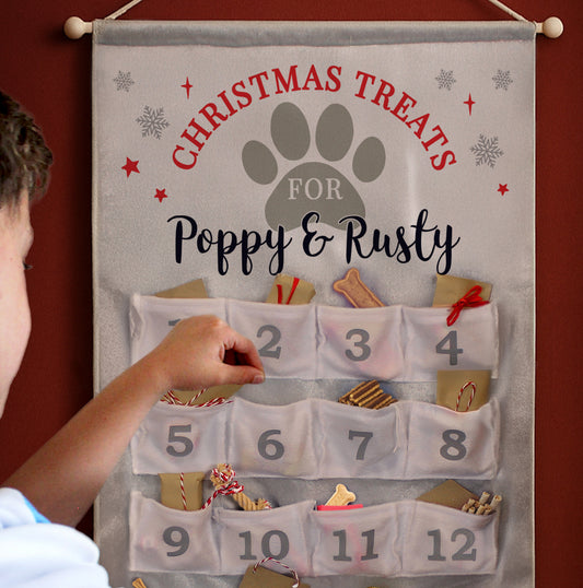 Personalised Pet Advent Calendar In Silver Grey
