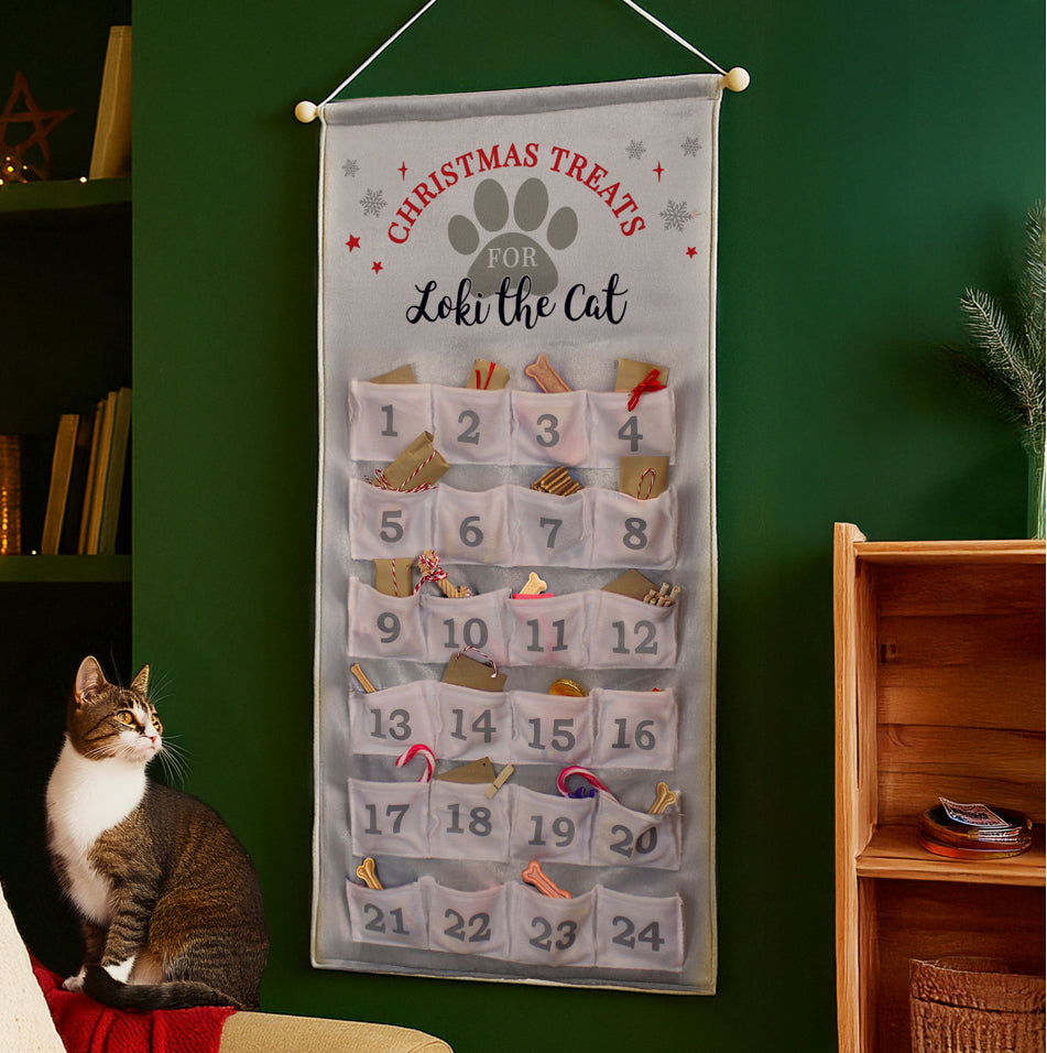 Personalised Pet Advent Calendar In Silver Grey