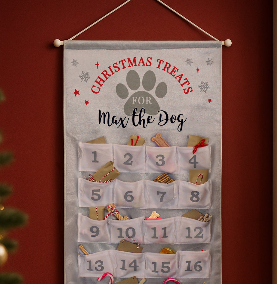 Personalised Pet Advent Calendar In Silver Grey