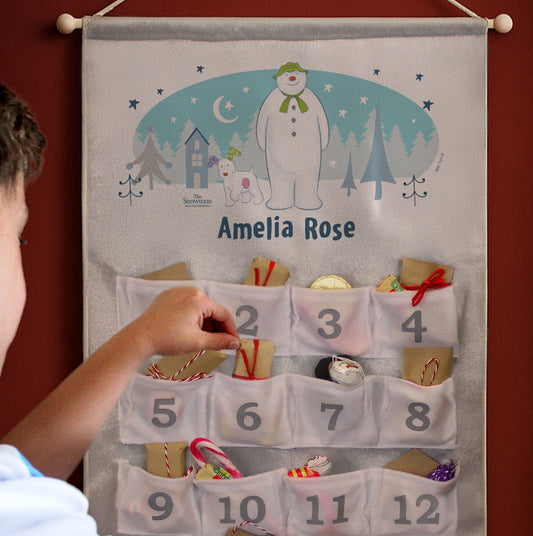Personalised The Snowman and the Snowdog Advent Calendar In Silver Grey