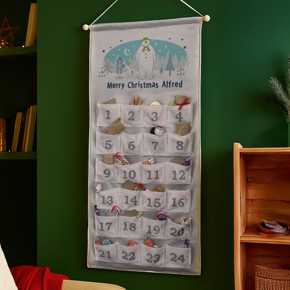 Personalised The Snowman and the Snowdog Advent Calendar In Silver Grey