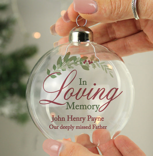 Personalised In Loving Memory Glass Bauble