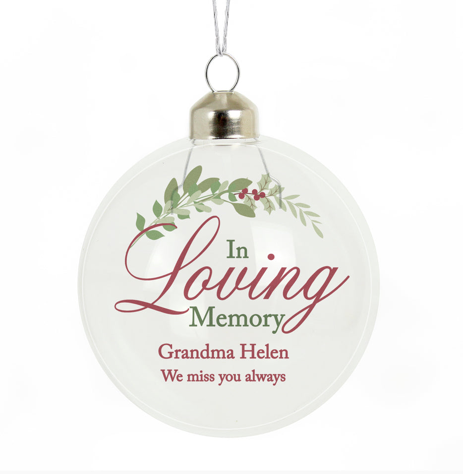 Personalised In Loving Memory Glass Bauble