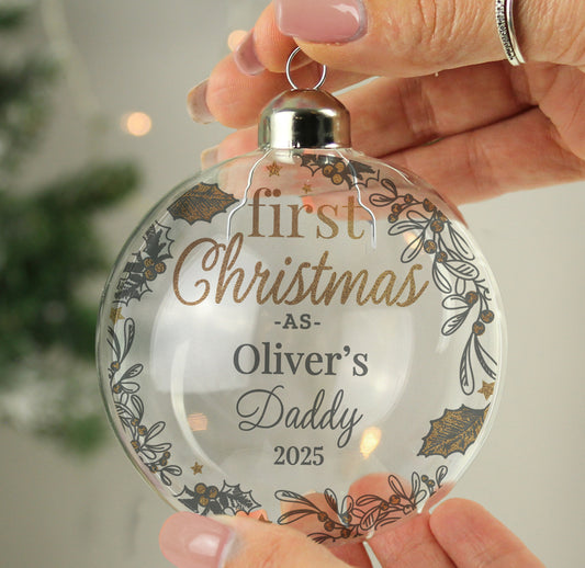 Personalised First Christmas As... Glass Bauble