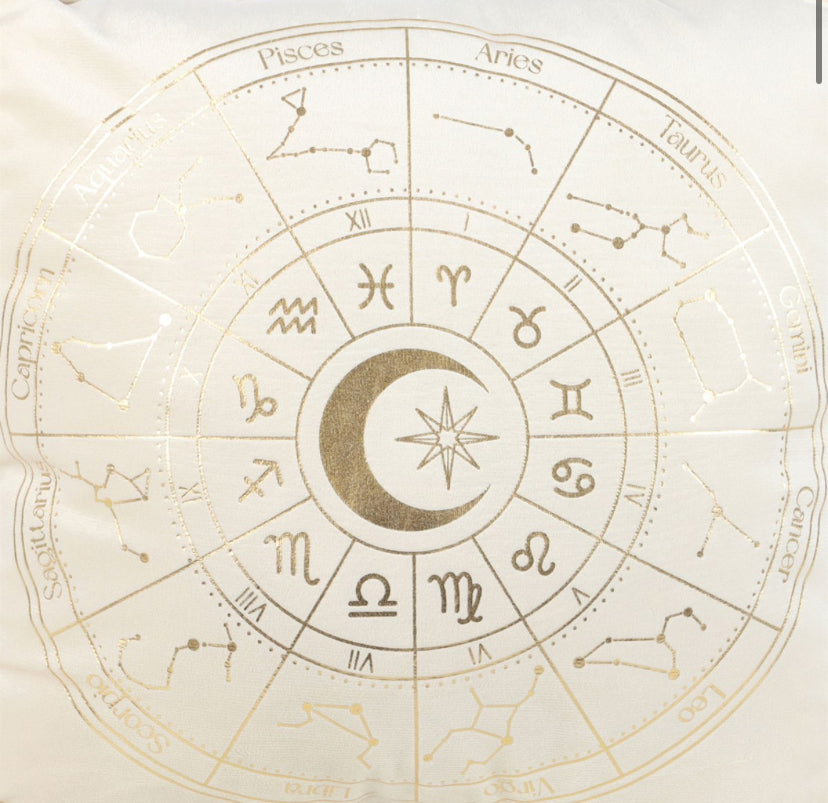 35cm Square Off White Astrology Wheel Cushion