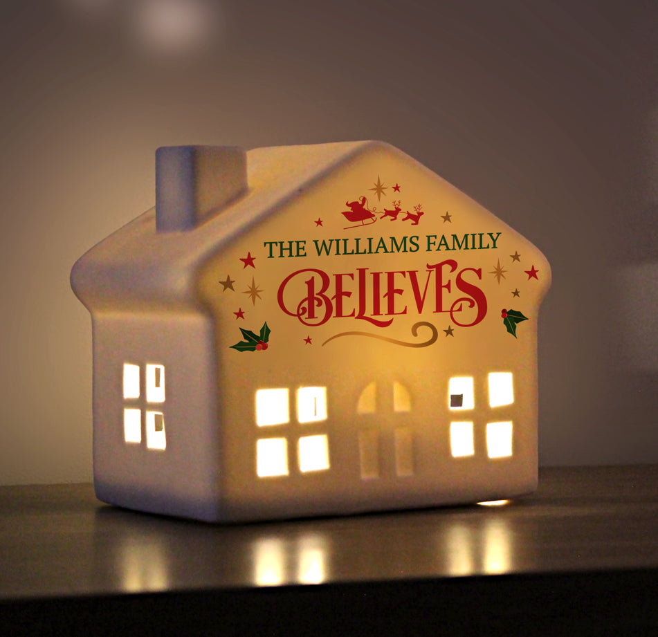 Personalised Believe in Christmas LED House