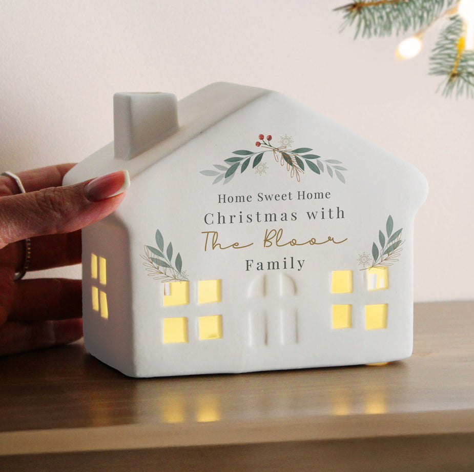 Personalised Christmas Foliage LED House