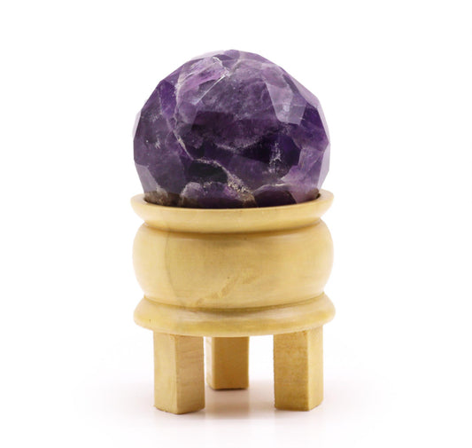 Gemstone Faceted Healing Ball & Stand - Amethyst