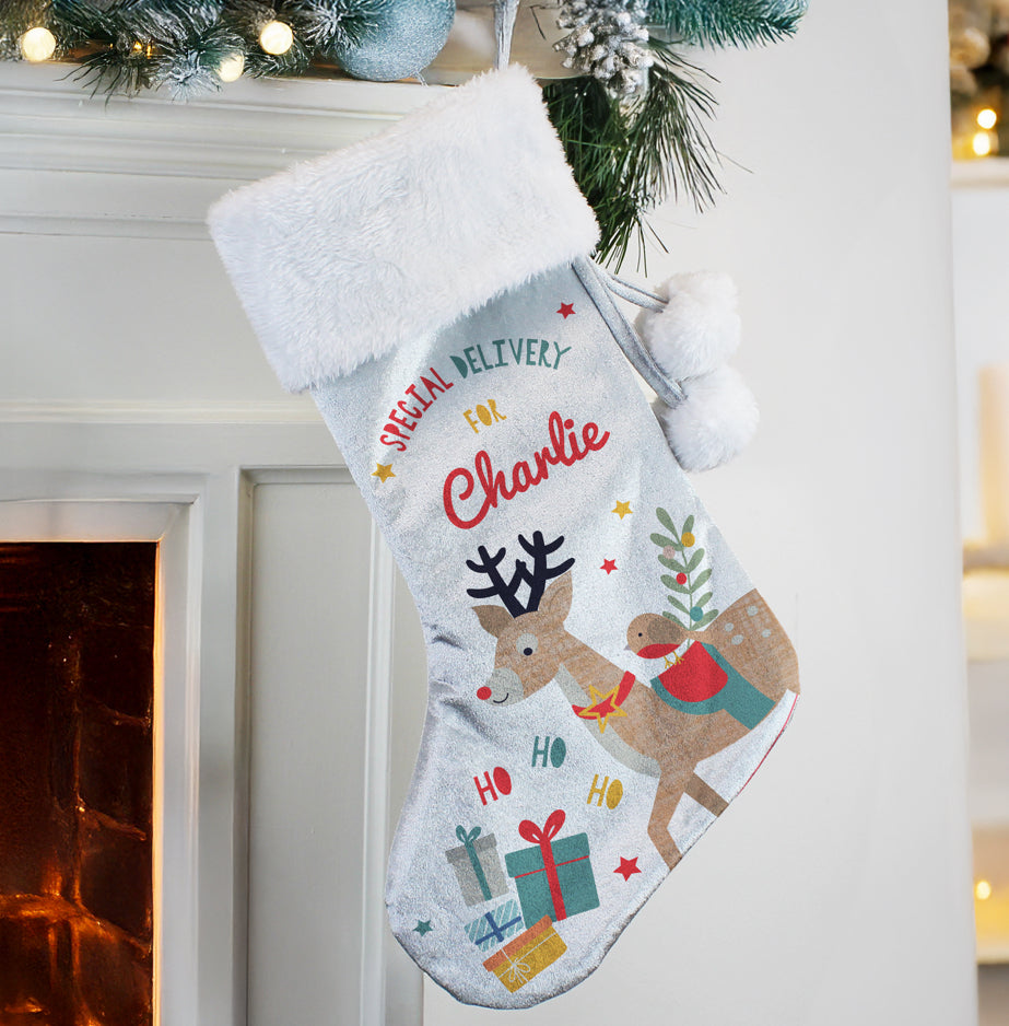 Personalised Reindeer Christmas Stocking
