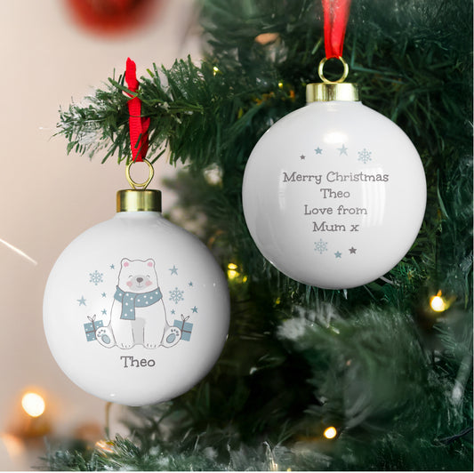 Personalised Polar Bear Christmas Bauble