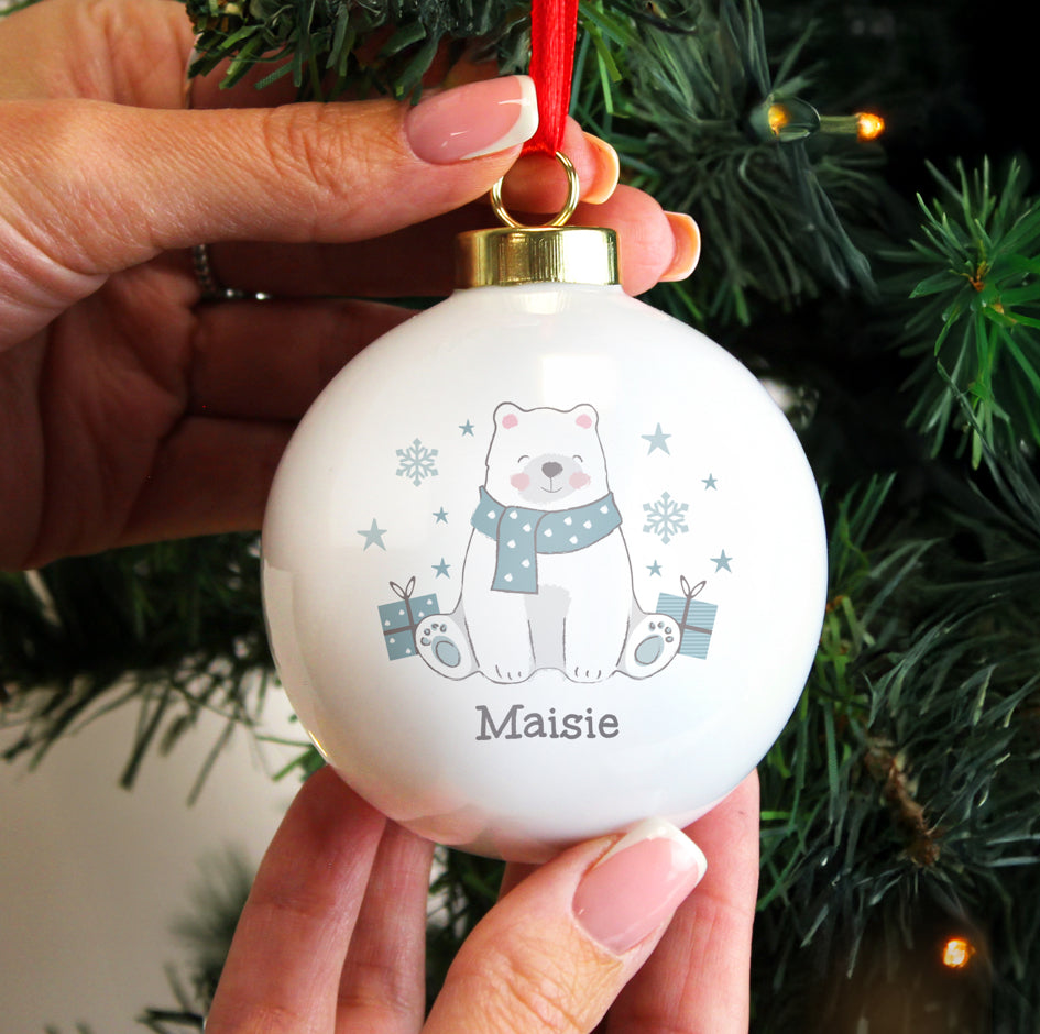 Personalised Polar Bear Christmas Bauble