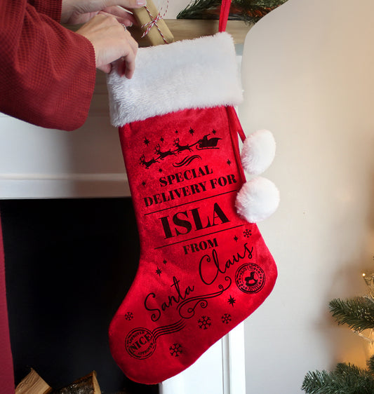 Personalised Special Delivery Red Stocking