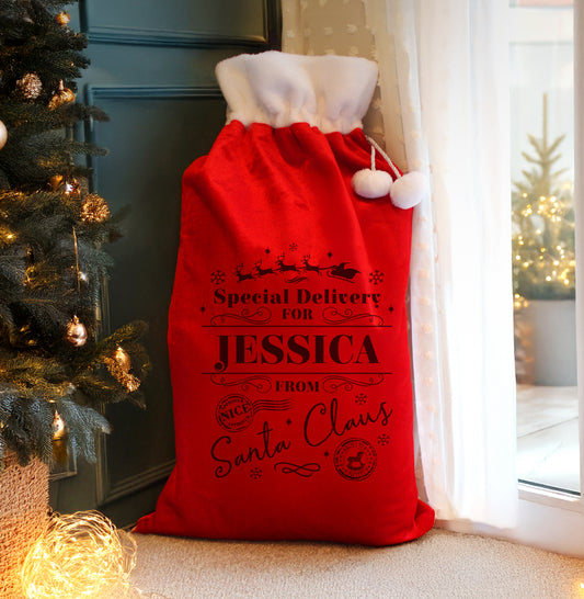Personalised Special Delivery Red Sack