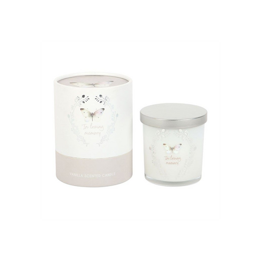 In Loving Memory White Butterfly Vanilla Candle