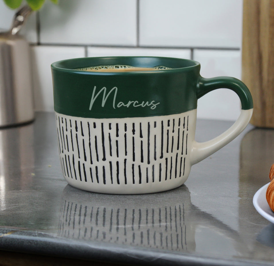 Personalised Green Dipped Dash Ceramic Mug