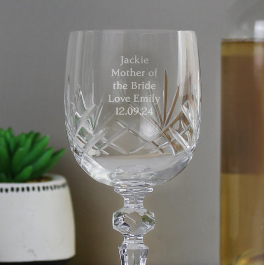 Personalised Cut Crystal Wine Glass