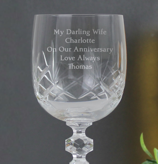 Personalised Cut Crystal Wine Glass