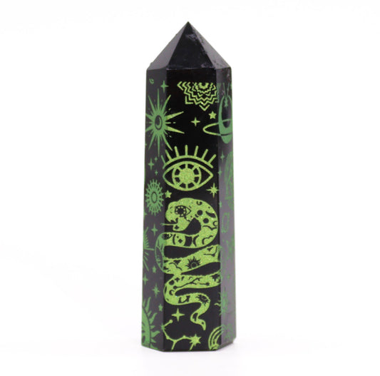 Black Obsidian Point - Mystic Story - Forest Green
