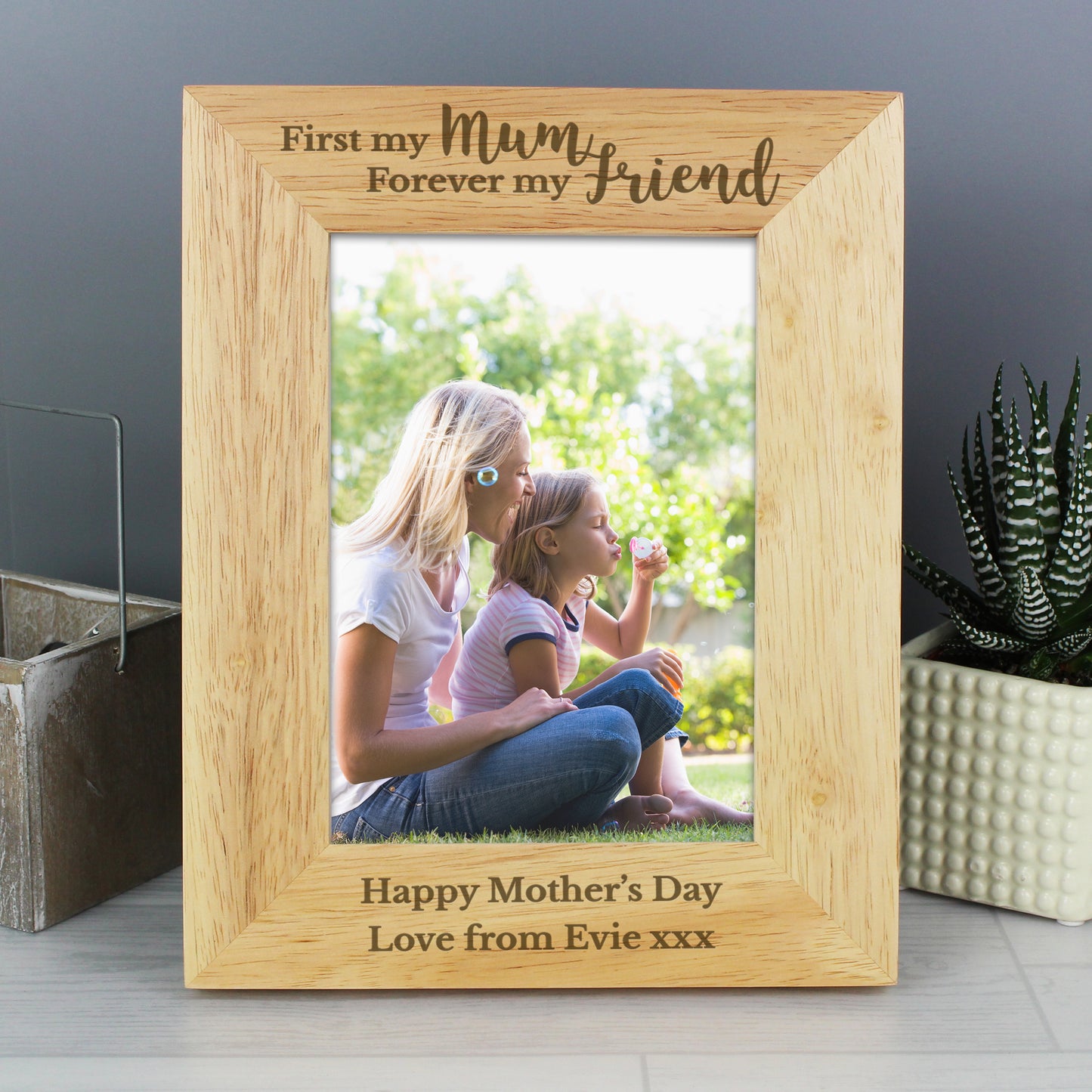 Personalised First My Mum Forever My Friend 5x7 Oak Finish Photo Frame