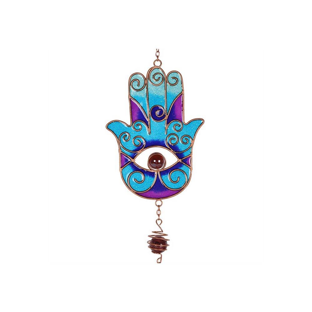 Blue Hand of Hamsa Windchime
