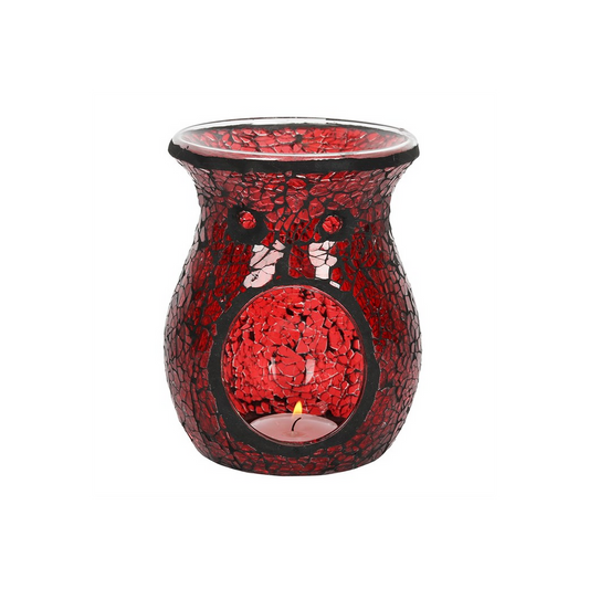 Large Red Crackle Glass Oil Burner