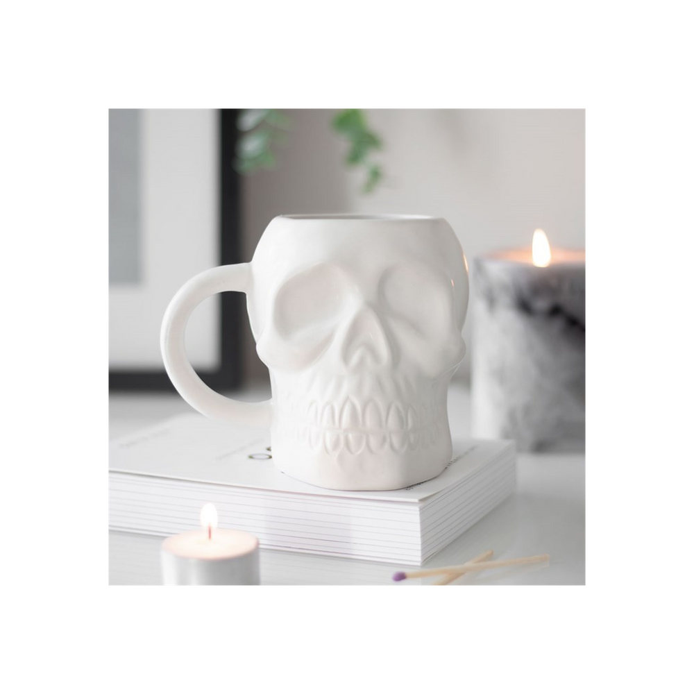 Matte White Skull Mug