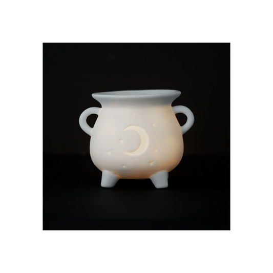 White Mystical Moon Cauldron Oil Burner