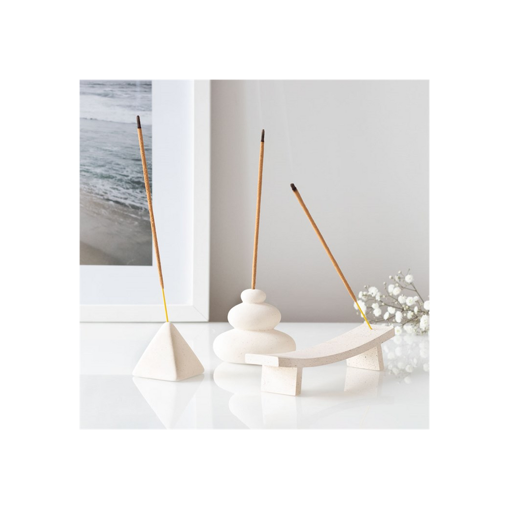 Cream Speckle Balancing Stones Incense Stick Holder