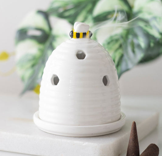 White Beehive Incense Cone Holder