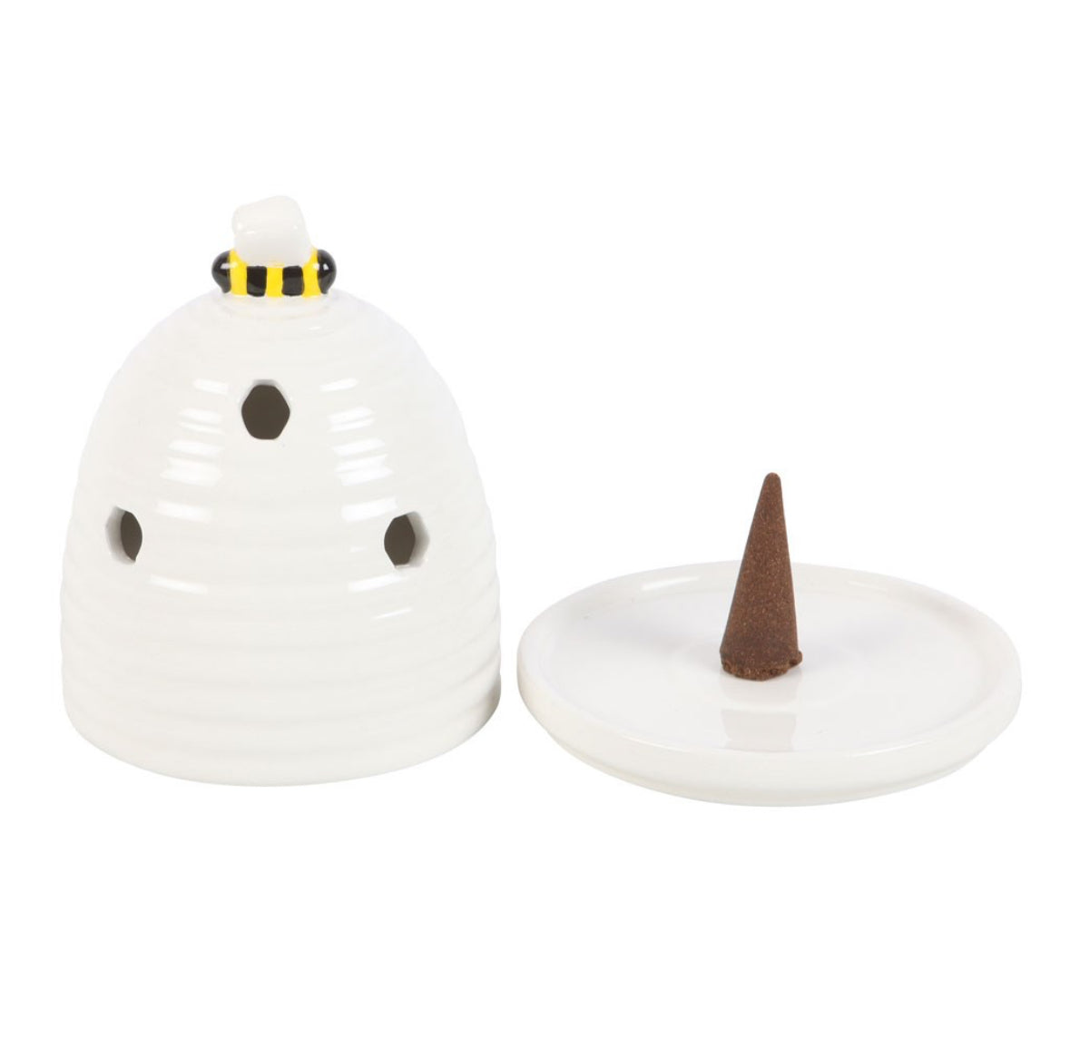 White Beehive Incense Cone Holder