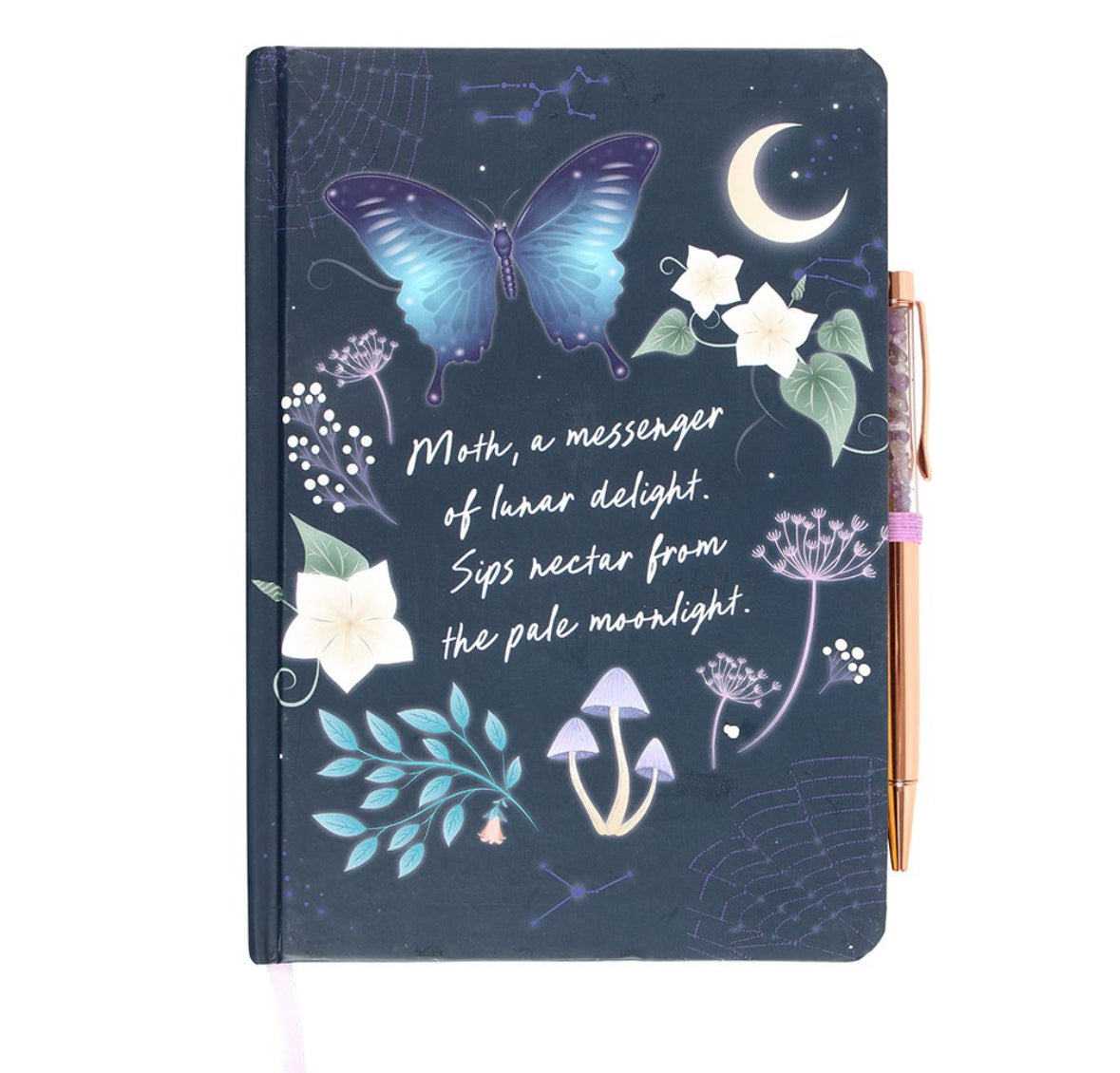 Midnight Moth Journal with Amethyst Pen