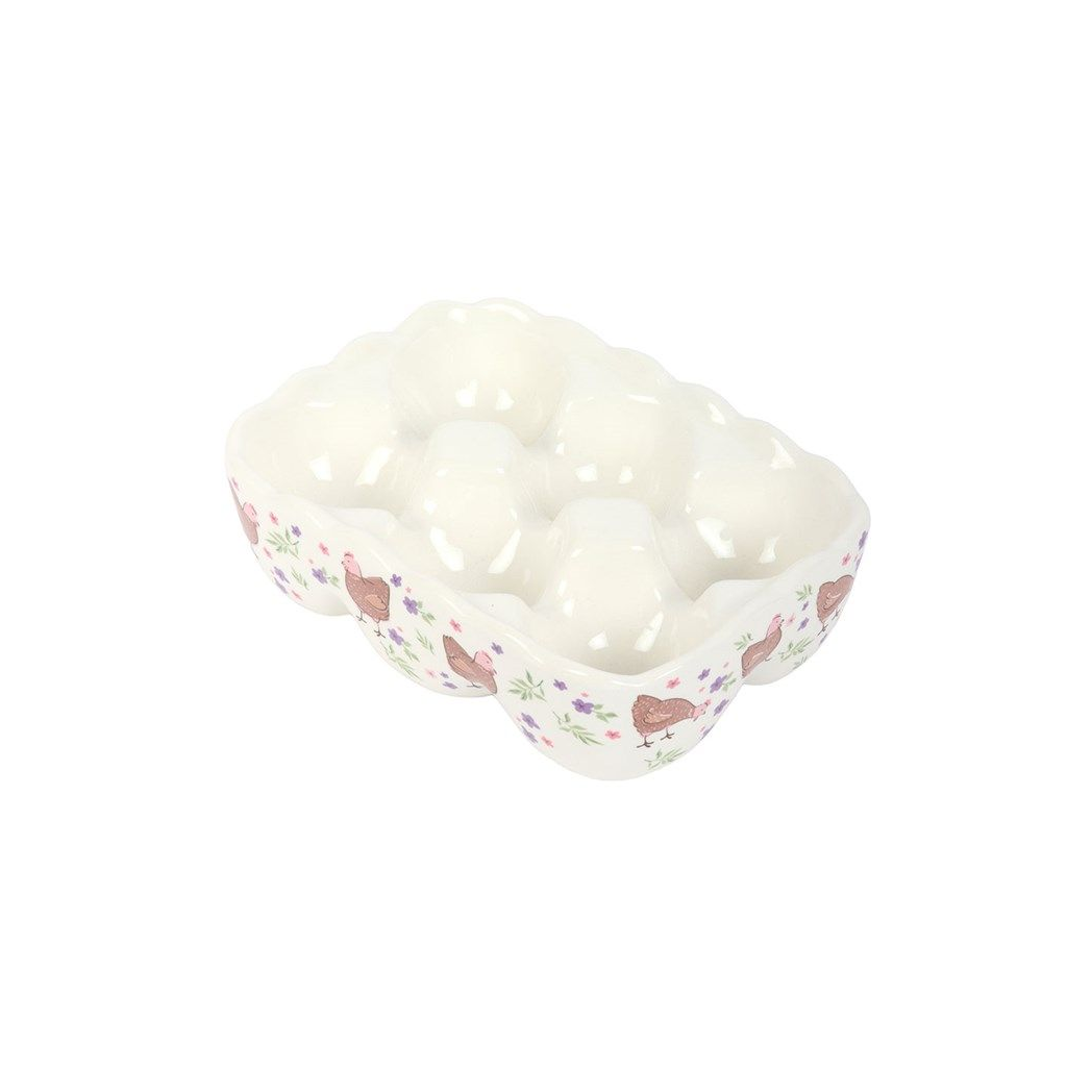 Hen Print Ceramic Egg Holder