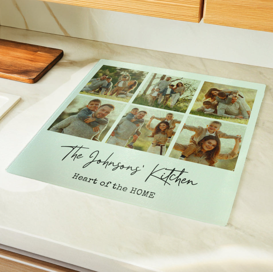 Personalised Photo Upload Glass Chopping Board