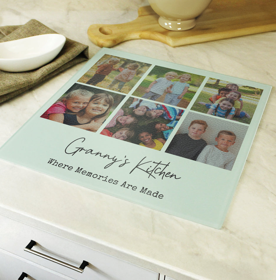 Personalised Photo Upload Glass Chopping Board