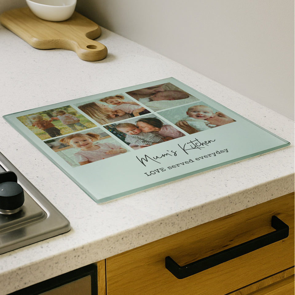 Personalised Photo Upload Glass Chopping Board