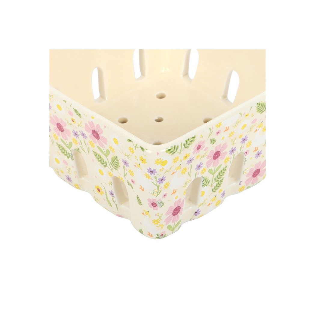 Daisy & Duck Print Ceramic Berry Basket